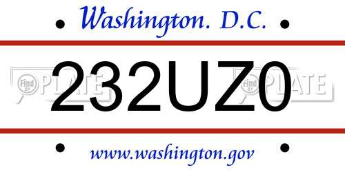232UZ0 District Of Columbia License Plate