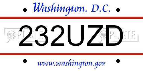 232UZD District Of Columbia License Plate