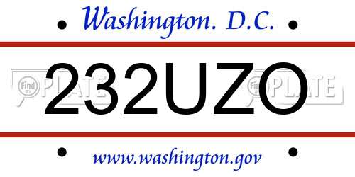 232UZO District Of Columbia License Plate