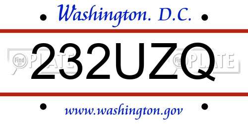 232UZQ District Of Columbia License Plate