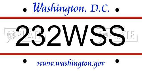 232WSS District Of Columbia License Plate