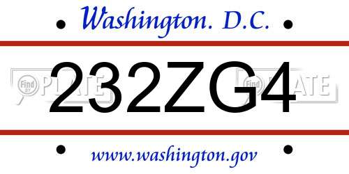 232ZG4 District Of Columbia License Plate