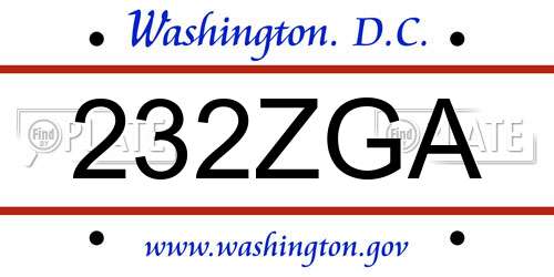232ZGA District Of Columbia License Plate