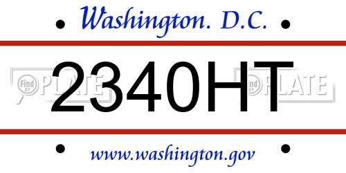2340HT District Of Columbia License Plate