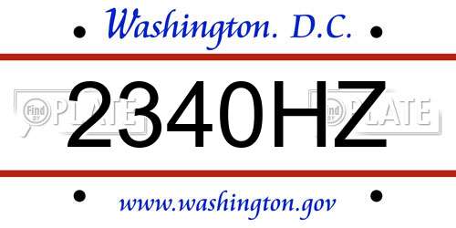 2340HZ District Of Columbia License Plate