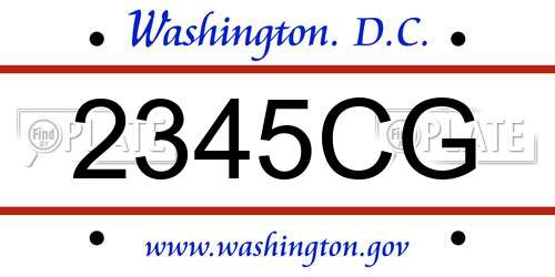 2345CG District Of Columbia License Plate