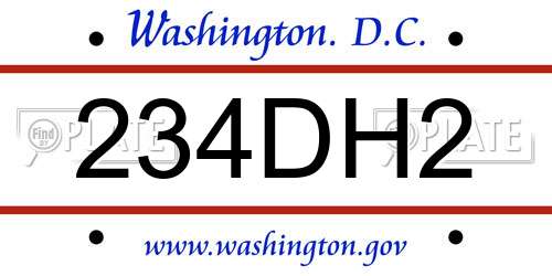 234DH2 District Of Columbia License Plate