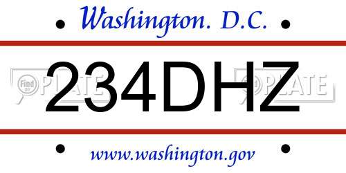 234DHZ District Of Columbia License Plate