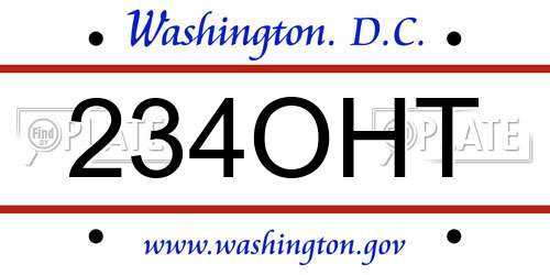 234OHT District Of Columbia License Plate