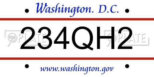 234QH2 District Of Columbia License Plate