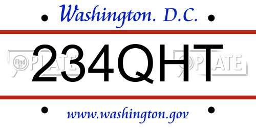 234QHT District Of Columbia License Plate