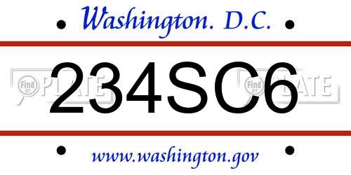 234SC6 District Of Columbia License Plate