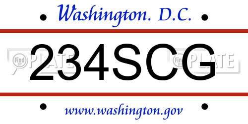 234SCG District Of Columbia License Plate