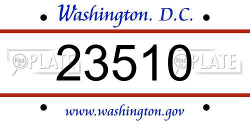 23510 District Of Columbia License Plate