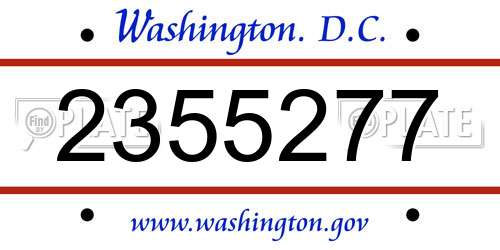 2355277 District Of Columbia License Plate