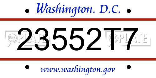 23552T7 District Of Columbia License Plate