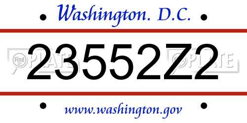 23552Z2 District Of Columbia License Plate