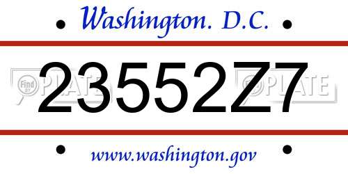 23552Z7 District Of Columbia License Plate