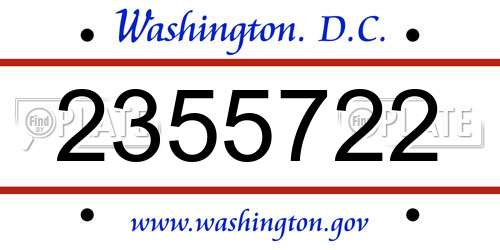 2355722 District Of Columbia License Plate
