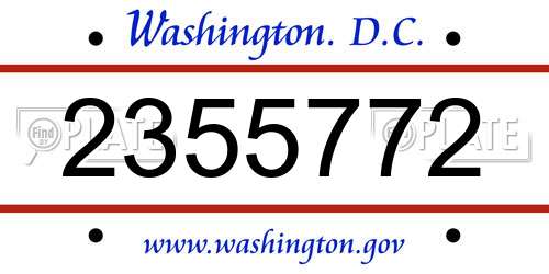 2355772 District Of Columbia License Plate