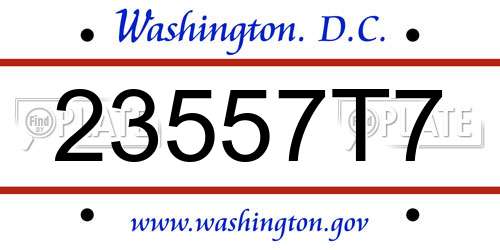 23557T7 District Of Columbia License Plate