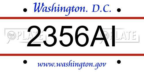 2356AI District Of Columbia License Plate