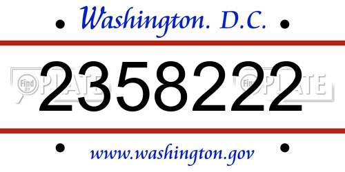 2358222 District Of Columbia License Plate