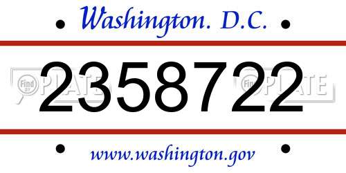 2358722 District Of Columbia License Plate