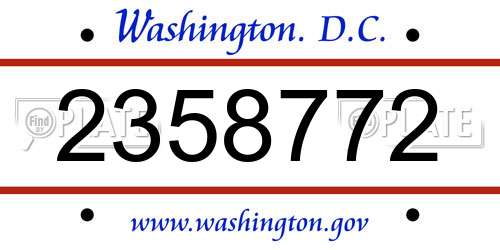 2358772 District Of Columbia License Plate