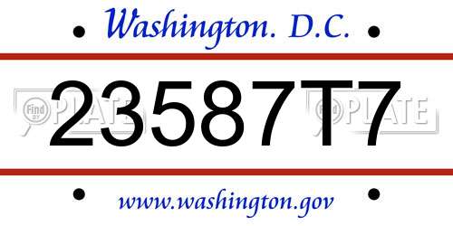 23587T7 District Of Columbia License Plate