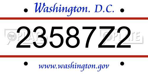 23587Z2 District Of Columbia License Plate