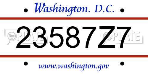 23587Z7 District Of Columbia License Plate