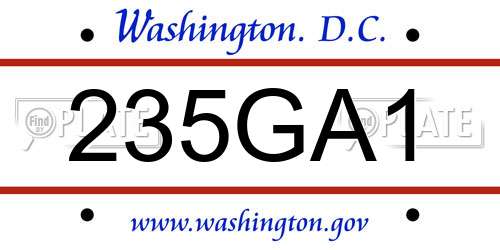 235GA1 District Of Columbia License Plate