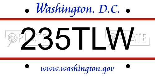 235TLW District Of Columbia License Plate