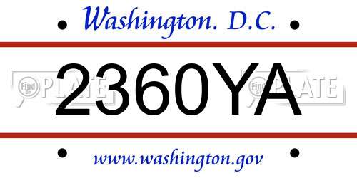 2360YA District Of Columbia License Plate