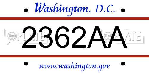 2362AA District Of Columbia License Plate