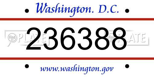 236388 District Of Columbia License Plate