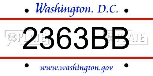 2363BB District Of Columbia License Plate