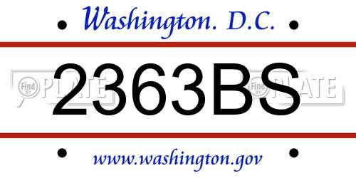 2363BS District Of Columbia License Plate