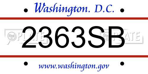 2363SB District Of Columbia License Plate