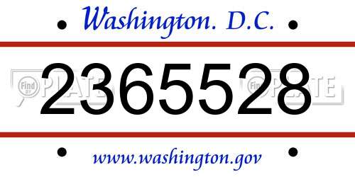 2365528 District Of Columbia License Plate