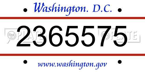 2365575 District Of Columbia License Plate