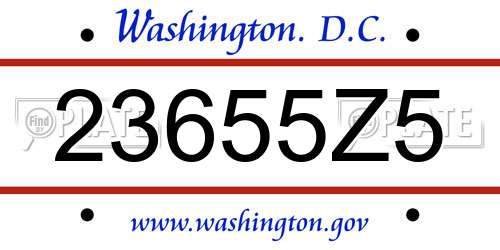 23655Z5 District Of Columbia License Plate