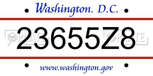 23655Z8 District Of Columbia License Plate