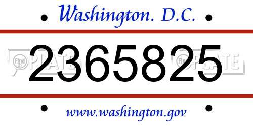 2365825 District Of Columbia License Plate