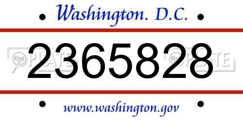 2365828 District Of Columbia License Plate