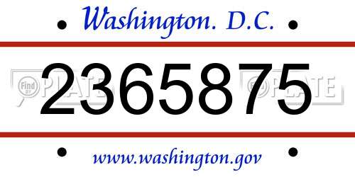2365875 District Of Columbia License Plate