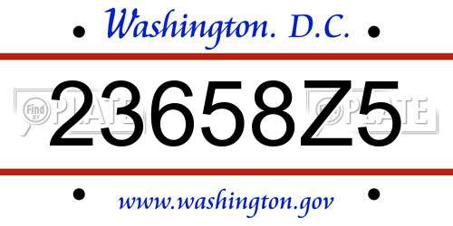 23658Z5 District Of Columbia License Plate