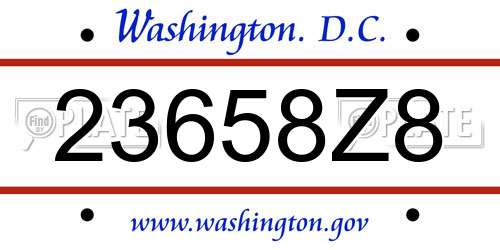 23658Z8 District Of Columbia License Plate