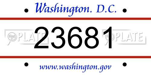 23681 District Of Columbia License Plate